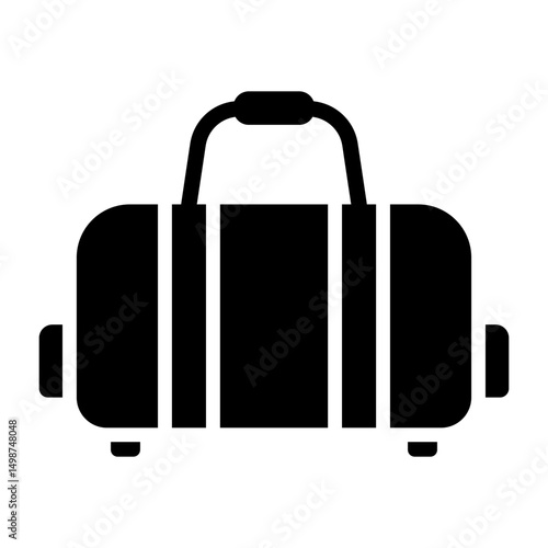 Duffle Bag Fill Icon. Black and White Duffle Sport Bag Symbol