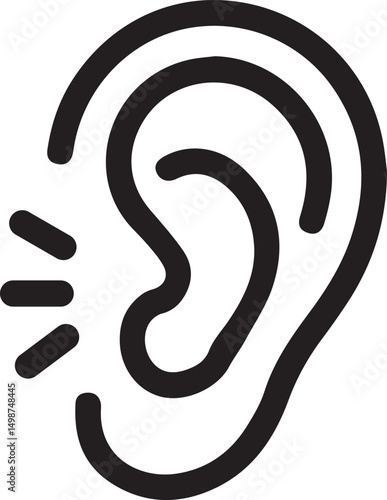 Human ear icon listening sound waves graphic