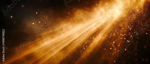 Golden light beam, dark background