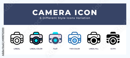 Camera icon set pack vector illustration.