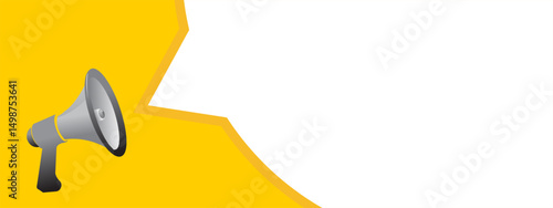 Loudspeaker Announcement Template Yellow Background, White Space, Megaphone