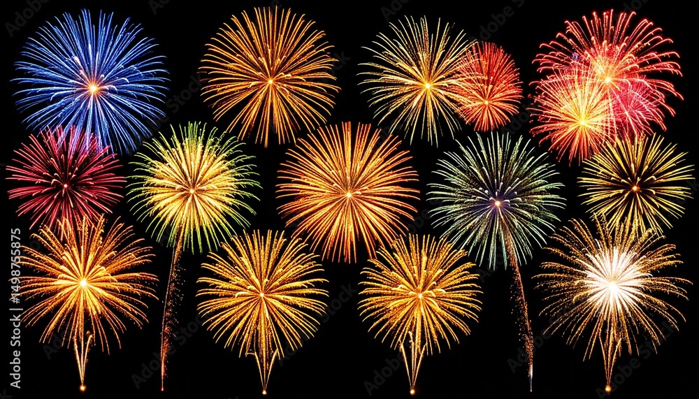 Fototapeta premium vibrant firework burst overlay, abstract wallpaper illustration background