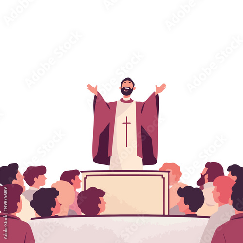 Vsai catholic priest celebrating mass giving sermon to congregation