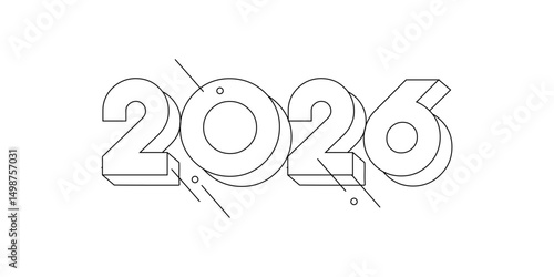 2026 New Year Minimalist Line Art Design Graphic