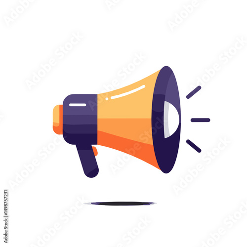 Colorful megaphone icon with sound waves on a white background