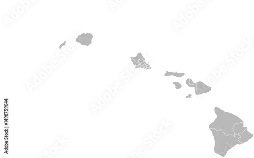Hawaii state senate districts vector map (Albers equal area conic projection, PPT-compatible & fully editable)