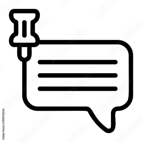 Pin Message Line Icon