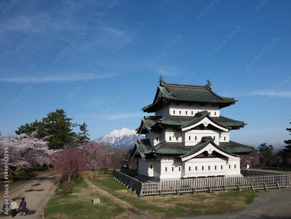 桜と津軽富士岩木山と弘前城天守 2025 桜と津軽富士岩木山と弘前城天守 2025