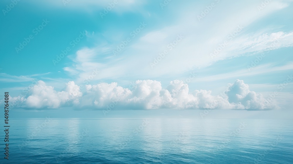 Obraz premium Ethereal Low-Hanging Clouds Drifting Gently Above Serene Ocean