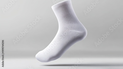 Single sock mockup floating in mid-air on a white background. concept, levitation, unique, isolated, product