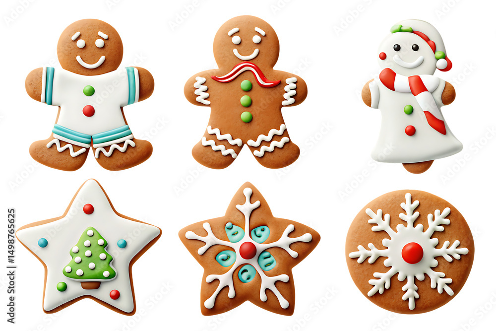 Festive gingerbread cookies isolated on a white background png ai generated Festive gingerbread cookies isolated on a white background png ai generated