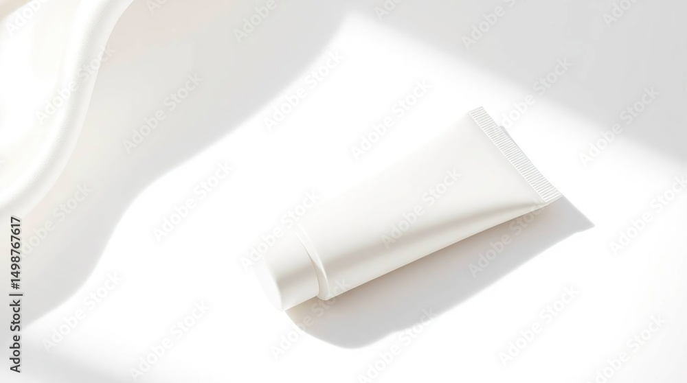 Isekai-Style Skincare White Cosmetic Tube with Silk and Pearl Accents Isekai-Style Skincare White Cosmetic Tube with Silk and Pearl Accents
