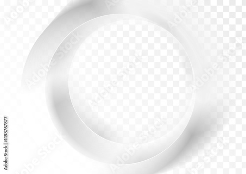 Light grey and white smooth glossy circles abstract geometric background. Vector soft ring on checkered backdrop, futuristic tech design