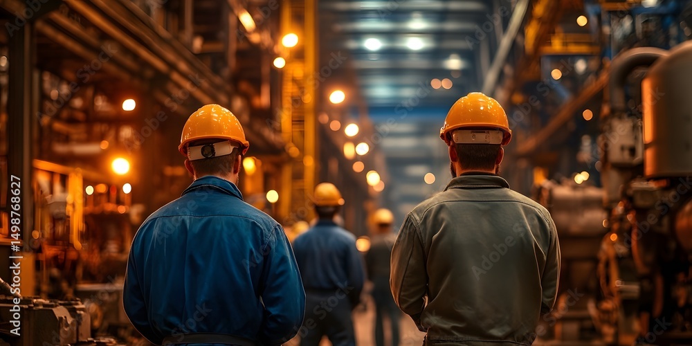 Fototapeta premium Male factory workers.