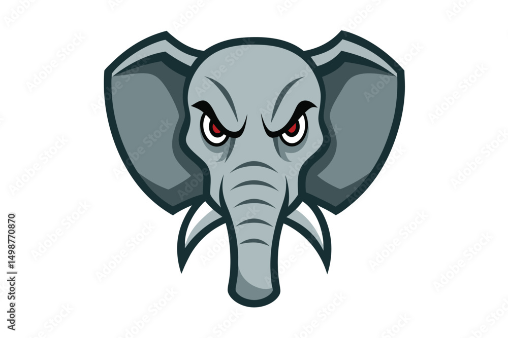 angry elephant head on white background angry elephant head on white background
