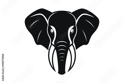 angry elephant head on white background