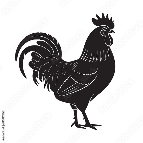 Rooster chicken farm bird animal vector silhouette isolated on white background