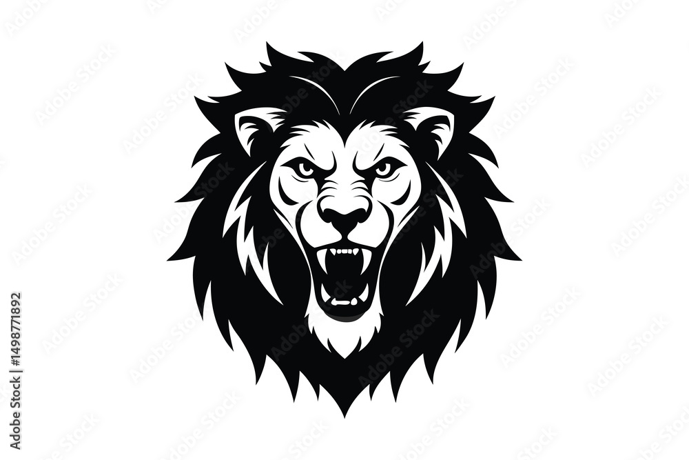 angry lion head silhouette on white background angry lion head silhouette on white background