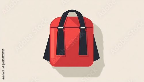 Red Backpack Vector Illustration Art Trendy Style Icon Design Flat Lay School Bag Travel Equipment