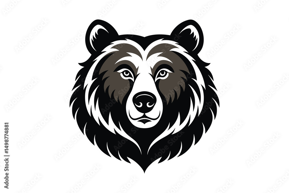 Bear head silhouette vector illustration on white background Bear head silhouette vector illustration on white background