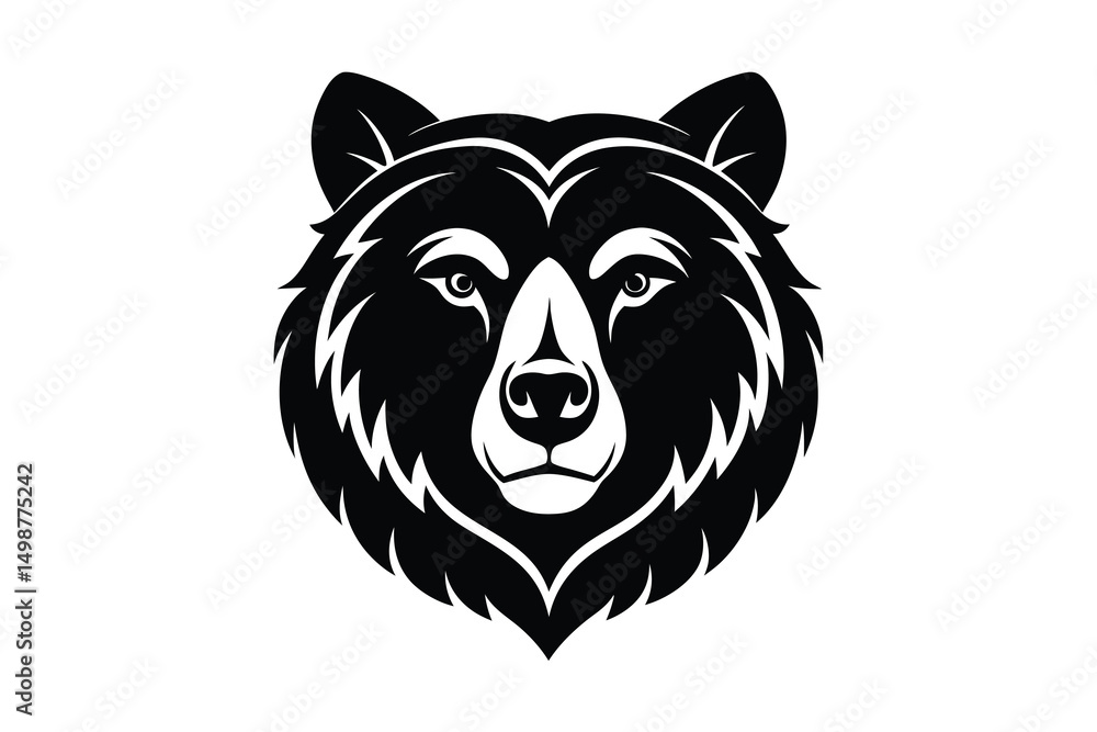 grizzly bear head silhouette on white background grizzly bear head silhouette on white background