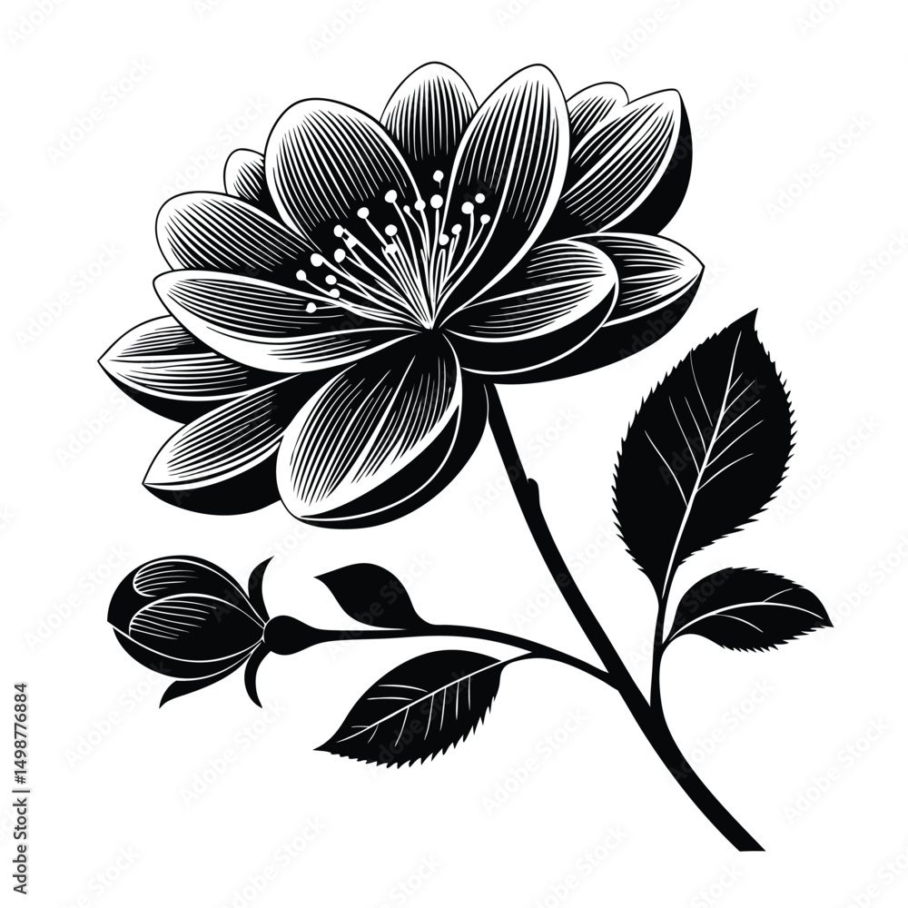 Obraz premium black and white flower creative clipart