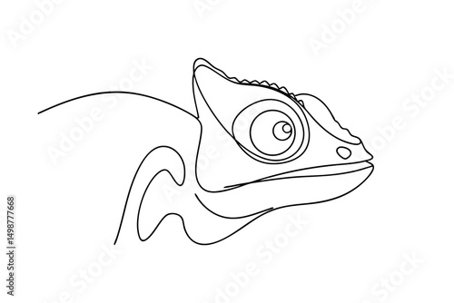 Continuous one line drawing of a chameleon head