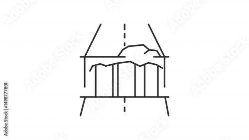 Pipe replacement line animation. Pipeline repair animated icon. Falling down tubes. Construction works, maintenance. Outline element on white background. HD video with alpha channel