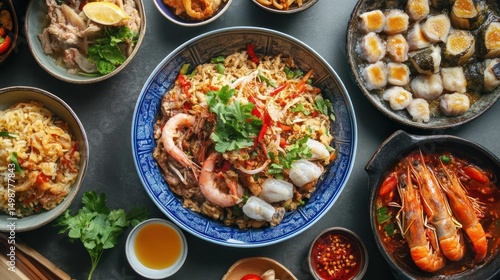 Wallpaper Mural Aromatic Asian Cuisine: Seafood, Rice, and Dim Sum Feast Torontodigital.ca