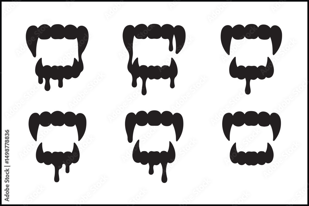 Fototapeta premium Vampire Teeth Silhouette Vector