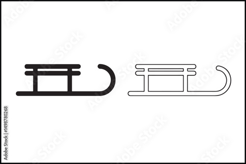 Sled Outline & Solid Vector Art