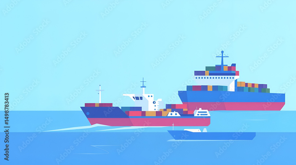 Obraz premium Massive Cargo Ship at Sea, Global Trade and Transport Scene, Generative AI