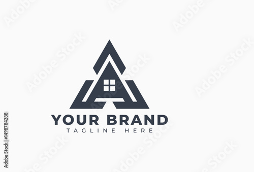Triangle Real Estate logo. Usable for Home, architecture, property, residential, apartment, building, construction