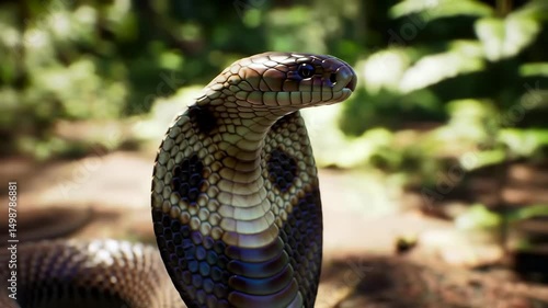 Cobra Snake Hood Display in Jungle Habitat Wildlife Video