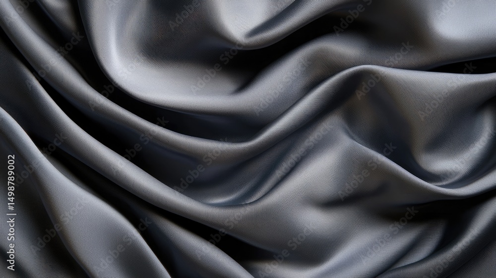 Obraz premium Smooth Dark Satin Fabric with Elegant Drapes and Soft Textures