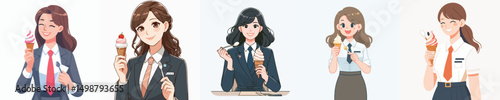 secretary character vector eating ice cream
