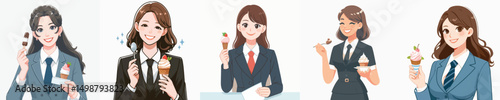 secretary character vector eating ice cream