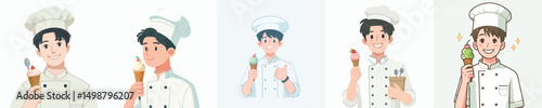 chef character vector eating ice cream