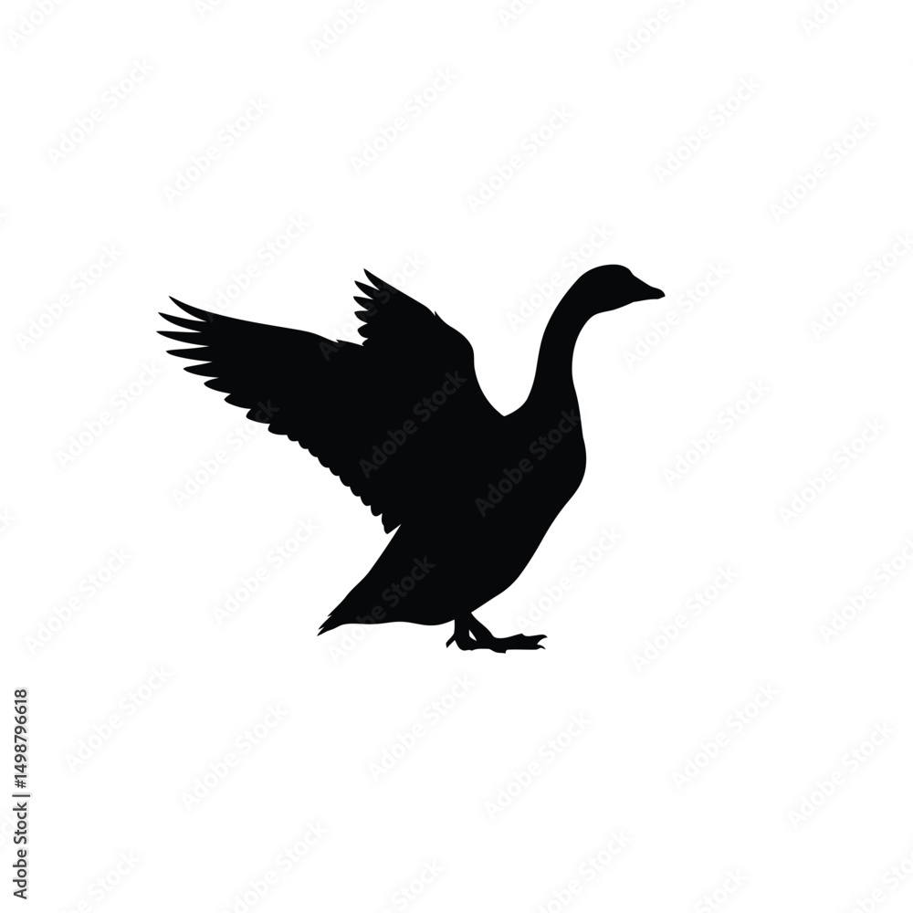 Silhouette of a Goose with Wings Spread Silhouette of a Goose with Wings Spread