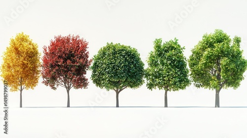 Five trees in various autumnal stages