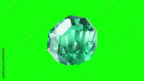 Green quartz crystal green screen animation motion graphic in 4K high resolution.