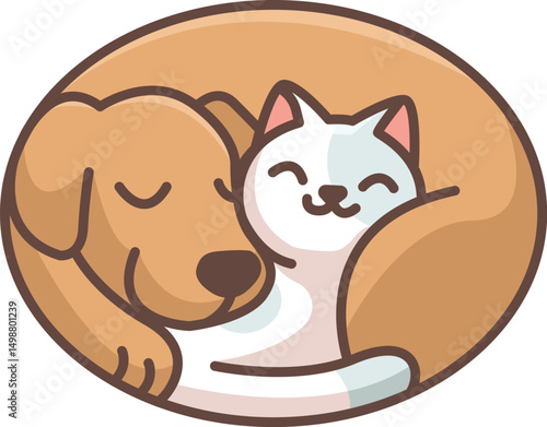 Illustration dog and cat for logo petshop