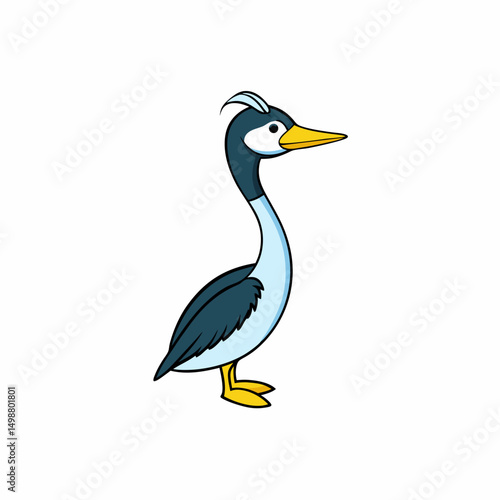 Grebe Bird Perched On White