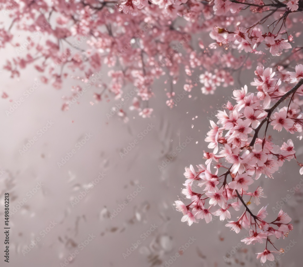 custom made wallpaper toronto digitalDelicate pink sakura petals gently falling against a soft, blurred background ,  asian,  illustration,  pink