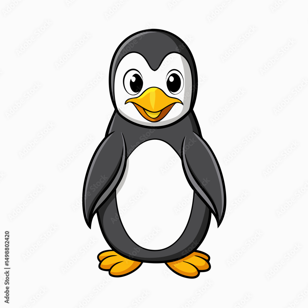 Penguin Bird Perched Vector Style On White Penguin Bird Perched Vector Style On White