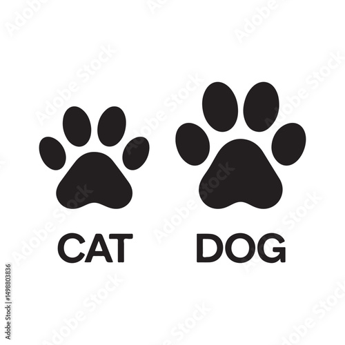 Dog and Cat Paw Print Icon Simple Vector Illustration