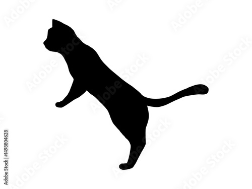 cat silhouette 8　立ち上がって覗き込むネコのシルエット
