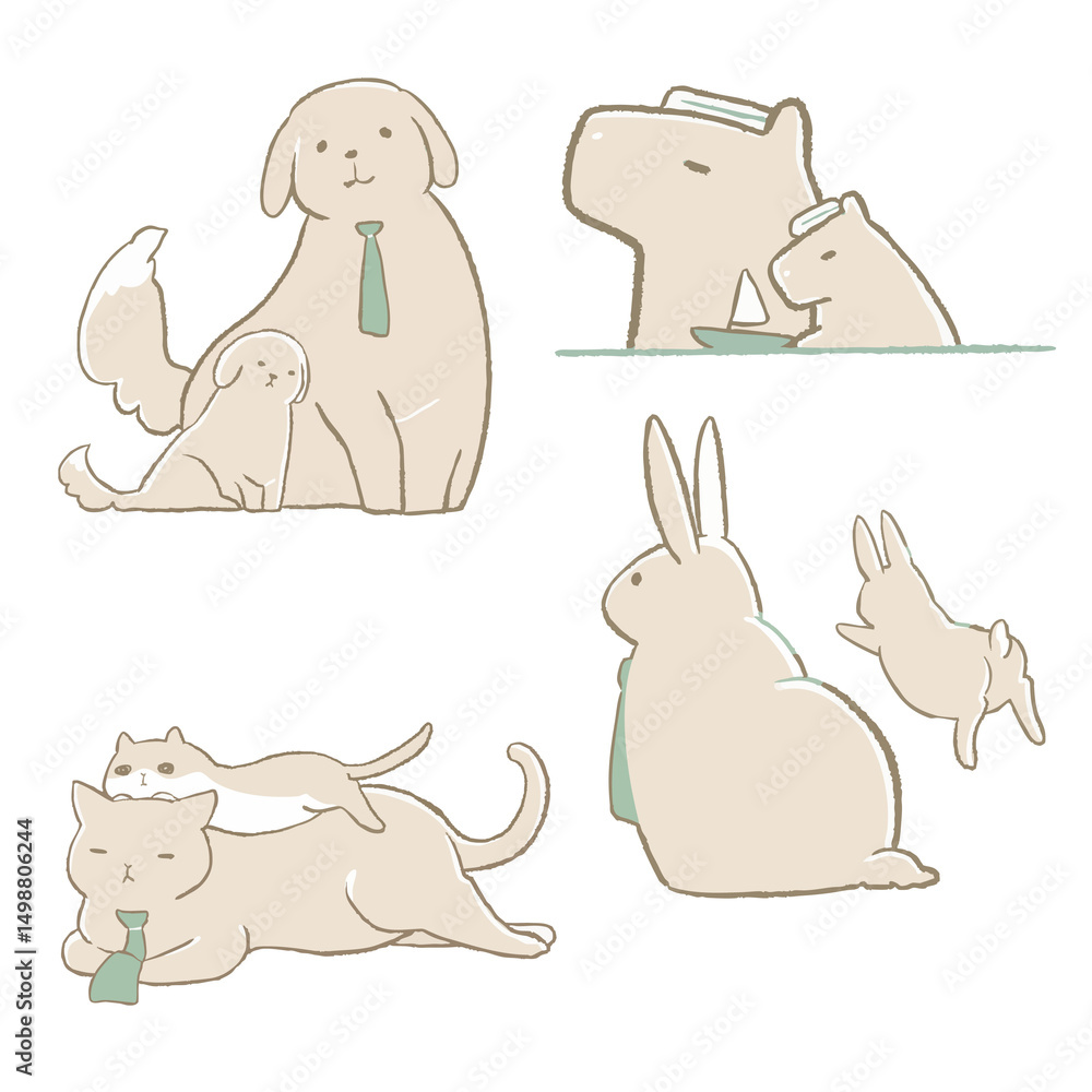 Obraz premium 父の日用・動物イラストセット