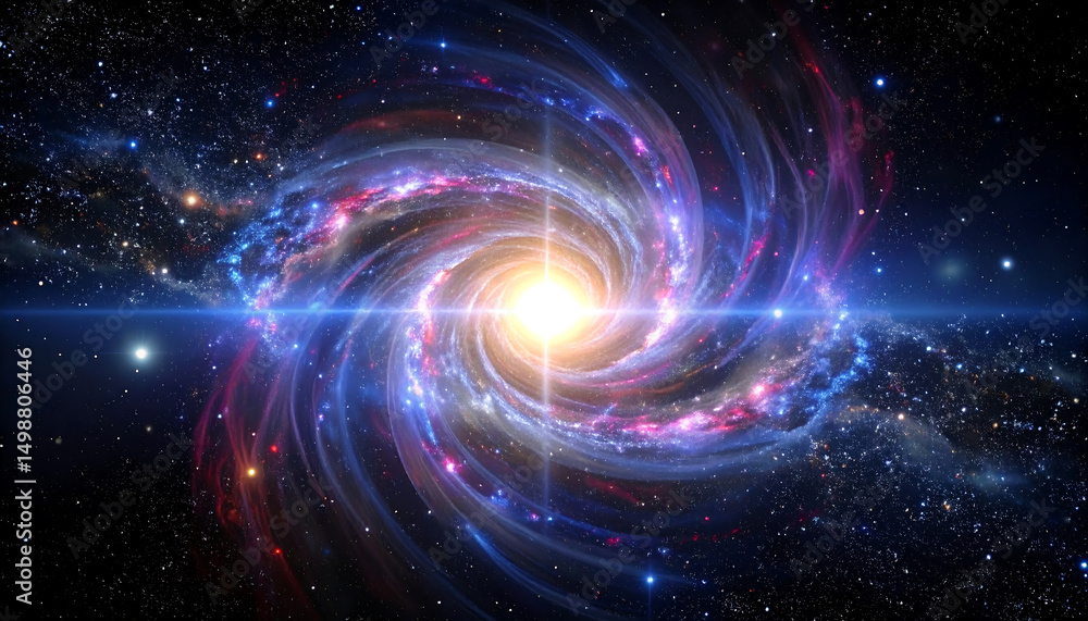A stunning spiral galaxy glows brightly in the vast expanse of space, with colorful arms swirling amidst stars and nebulas. A stunning spiral galaxy glows brightly in the vast expanse of space, with colorful arms swirling amidst stars and nebulas.