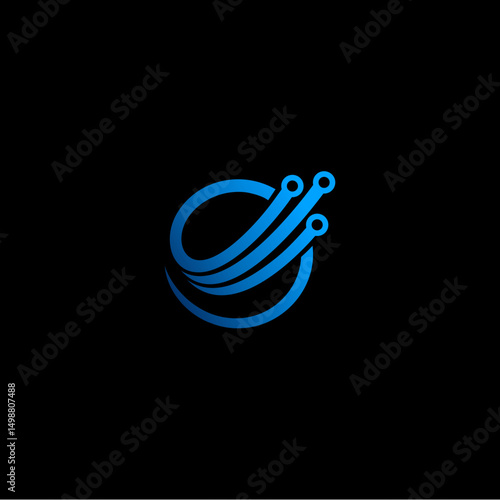 futuristic abstract circle tech circuit  logo template